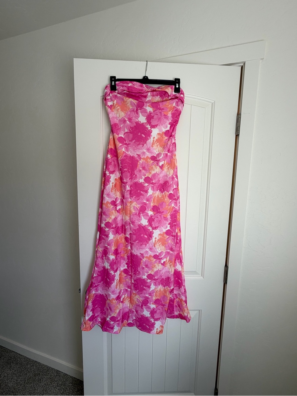 Floral Pink Strapless Maxi Dress